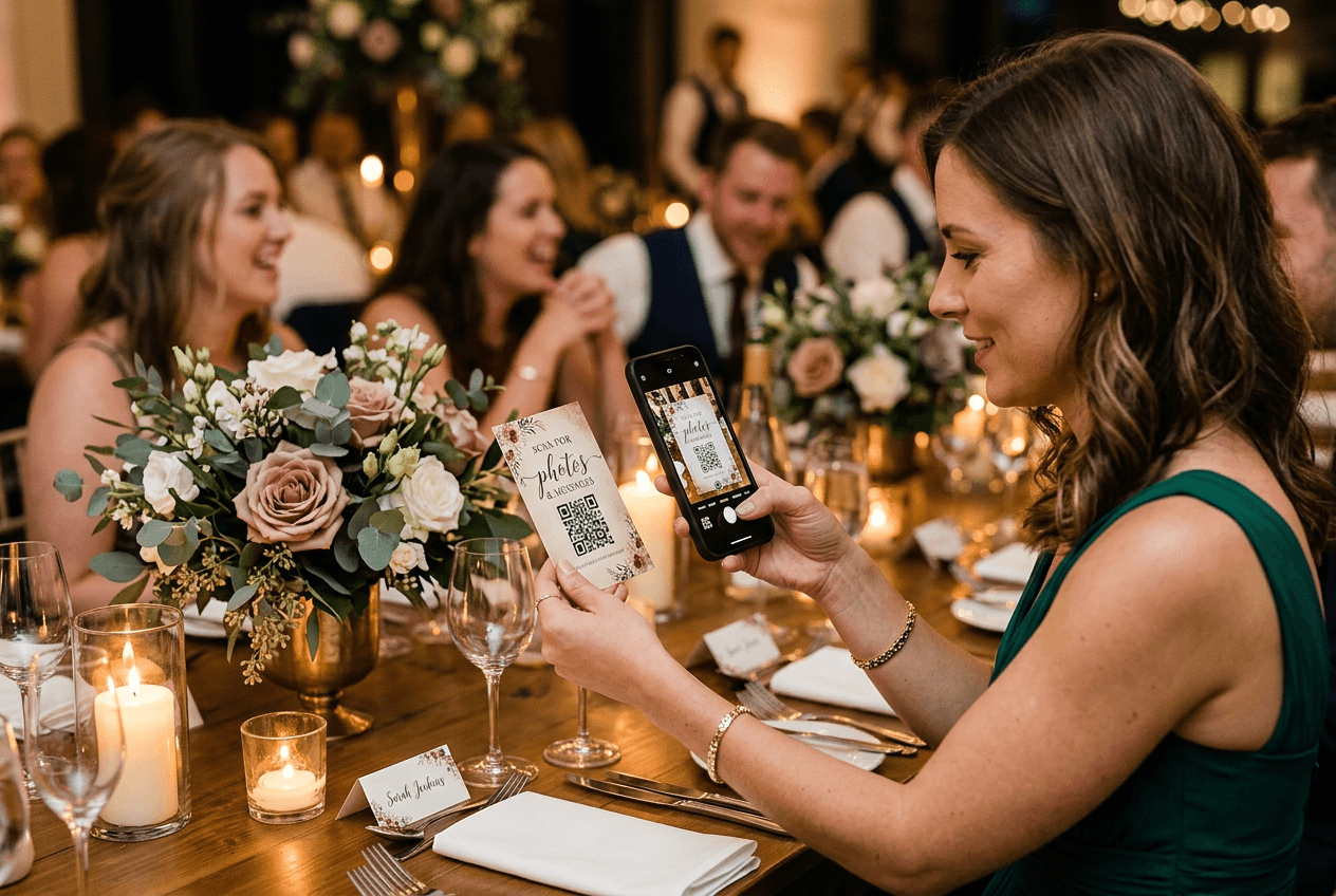 Guest scanning QR code with their phone camera