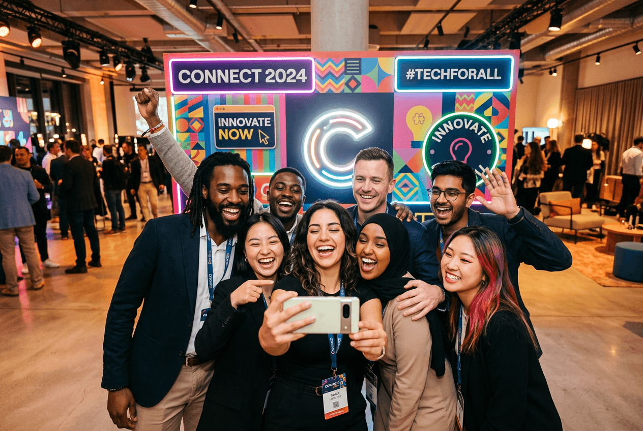 Team photo at a brand event